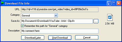 Download File Info dialog