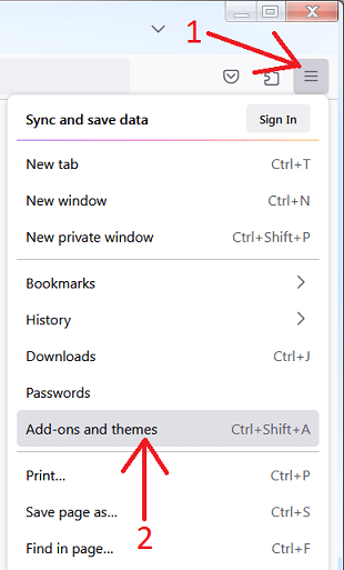 Open Add-ons FireFox dialog